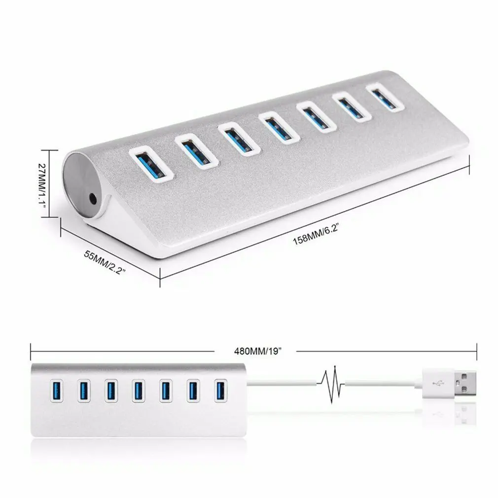 USB3.0 7-портовый сплиттер мульти-интерфейс расширения концентратор преобразования концентратор, украшенное мозаикой из драгоценных камней, 12V 2A Питание для Тетрадь компьютер