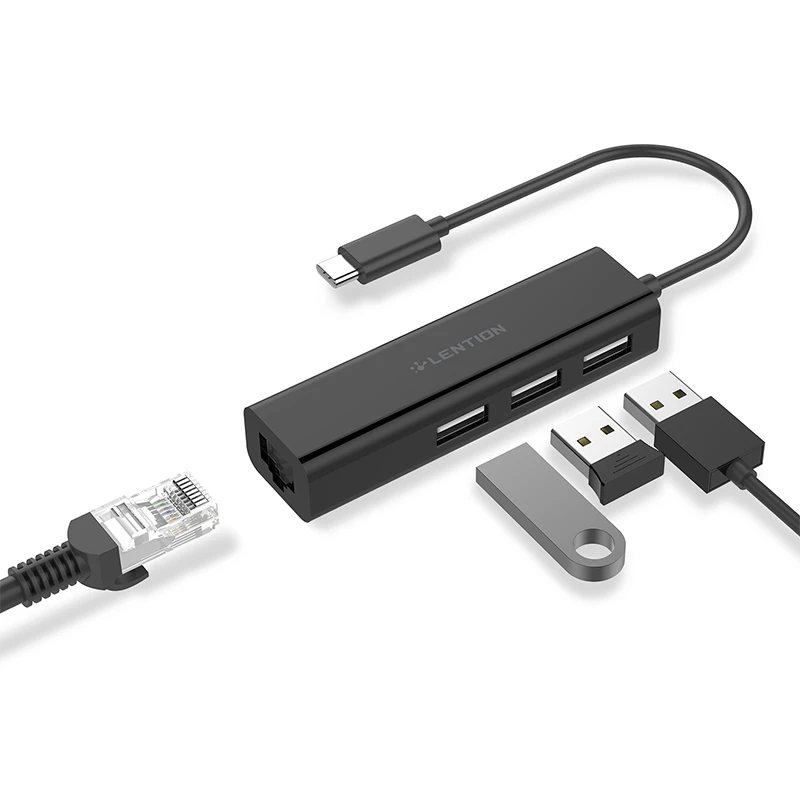 USB C to 3 USB Ports Hub RJ45 Ethernet LAN Adapter for MacBook Pro 13 15 1