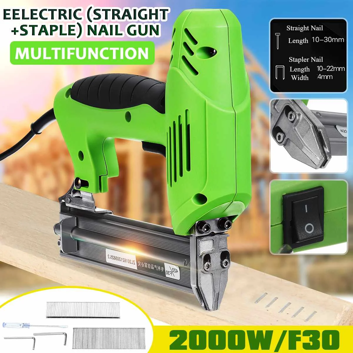 Drillpro Multifunction 2000W 220V Electric Straight Staple Nail Gun