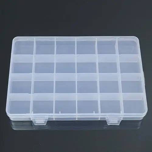 24 Compartments Plastic Box Case Jewelry Bead Storage Container Craft                                                  Organizer