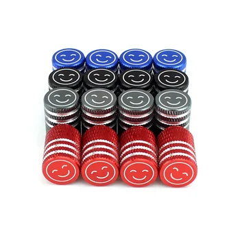 

4pcs Car Wheel Tire Valve Stem Air Caps Cover Anti Theft Tyre Valve Dust Caps Smiley Style Alu-Alloy Moto Bike Customizable logo