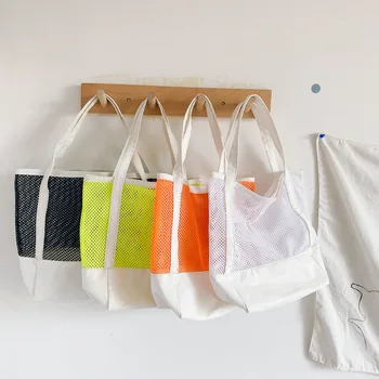 

Korean Kids Mini Purses and Handbags 2020 Transparent Candy Color Girls Mesh Shoulder Book Bags Baby Beach Clear Hand Bag Tote