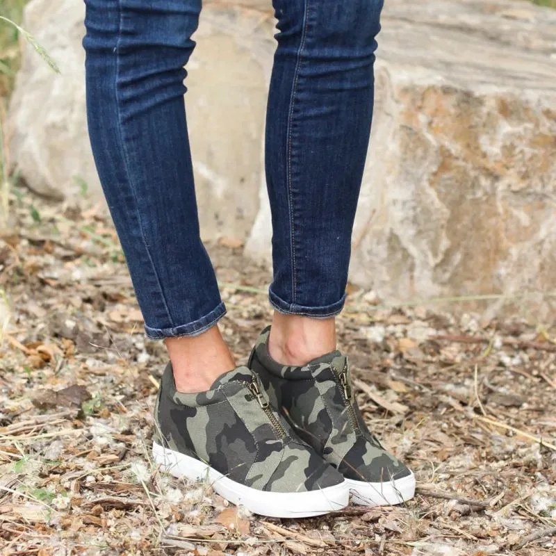 

New Casual Shoes Flats 2020 Women Sneakers Increasing Flats Platform High Top Zipper Slip-on Breathable Women Leather Shoes