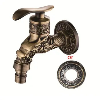 

Antique Bronze Bathroom Sink Faucet Dragon Washing Machine Tap Wall Mounted Tap