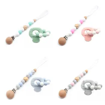 

2 Pcs/set Baby Teether Bracelet Pacifier Chain Silicone Beads Newborn Molar Toy