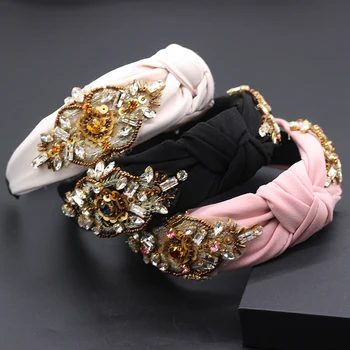 

Rhinestone Flower Fabric Fine Hair Accessories New fashion fabric rhinestone rice beads corrugated geometric hair accessories722