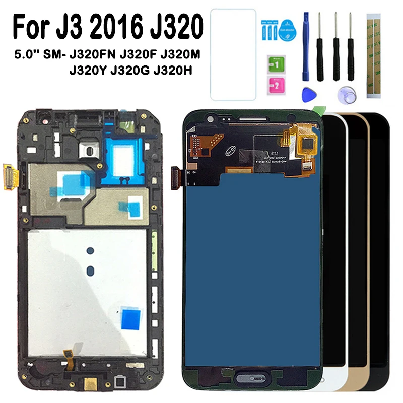 Дисплей с сенсорным экраном для Samsung Galaxy J3 2016 J320 J320F J320FN J320H J320M|Экраны мобильных