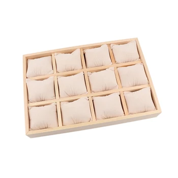 

Wooden Jewelry Tray Jewellery Organizer Bangle Earrings Bracelets Choker Necklaces Pendants Storage Vintage Plate Beige