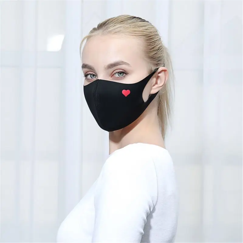 Унисекс зимняя утолщенная хлопковая маска для лица черный белый цвет милый
