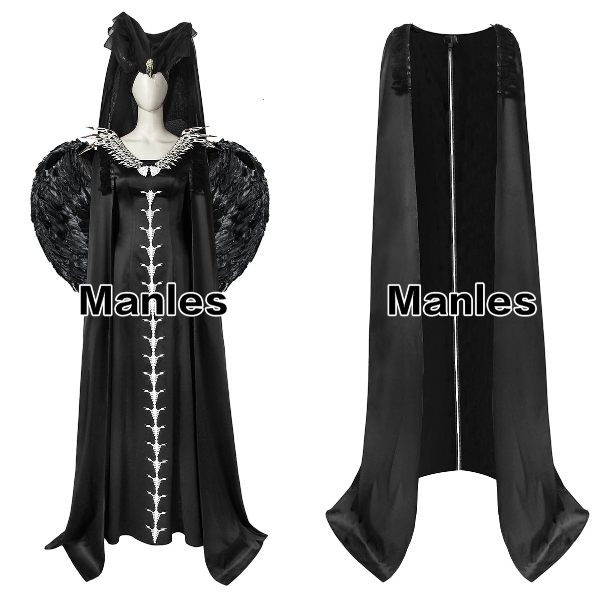 Maleficent Mistress Of Evil, костюм для косплея, платье, костюмы на Хэллоуин для женщин, для взрослых, ангел, головной убор, Роговая маска, Черное длинное платье