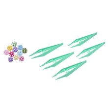 100 шт смешанные деревянные кнопки для рукоделия, круглые кнопки для рисования и 5 шт 12 см пластиковый пинцет с зажимом для кормления рептилий