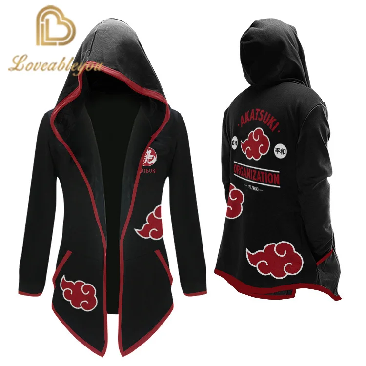 Аниме Наруто Akatsuki Косплей костюмы Uchiha Itachi Тренч Повседневный плащ с капюшоном