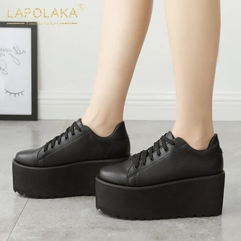 

Lapolaka 2020 Hot Sale High Quality Platform Shoes Woman Flats Lace Up Spring/Autumn Black White Flats Women Shoes Footwear