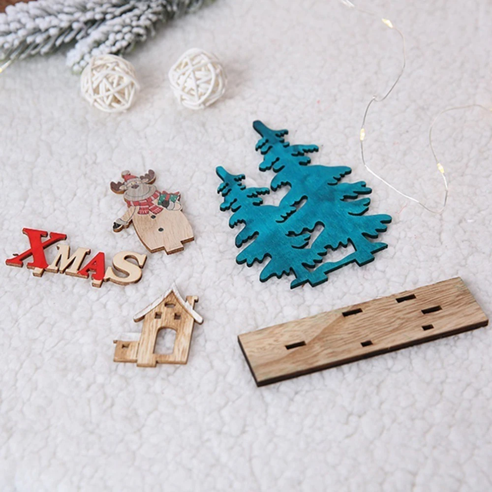 SOLEDI Printing Sturdy Desktop Decoration Xmas Gift Old Man Colorful Christmas Decoration Party Goods Wooden Snowman Elk