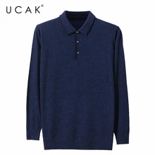 UCAK Brand Men Sweaters 2020 Fashion Tops Solid Color Sweaters Man Clothes Streetwear Turn-down Collar Pullover Clothing U1062