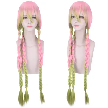

Demon Slayer Kimetsu no Yaiba Kanroji Mitsuri Pink Long Braids Wig Cosplay Costume Heat Resistant Hair Halloween Party Wigs