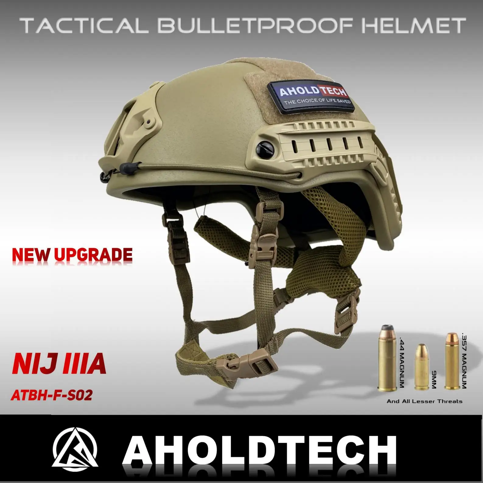 AHOLDTECH-Cámara de corte alto ligero S02 NIJ IIIA 3A, ajuste de Dial EPIC Liner a prueba de balas, casco militar del ejército táctico balístico