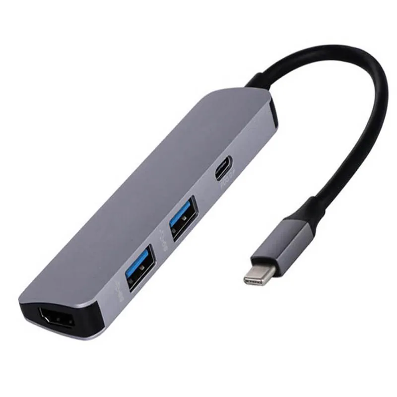4 в 1 Многофункциональный Топ USB C к HDMI адаптер 2x USB 3,0 type C концентратор PD адаптер для macbook samsung S8/9 huawei P20