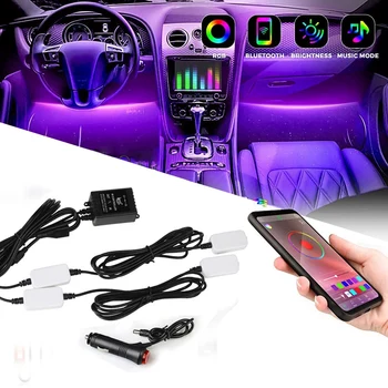 

Car Interior Lights, LED RGB APP Remote Control Multicolor Music Car Waterproof Lights with Sound Active Function