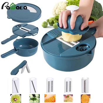 

1 Set Multifunction Vegetable Mandoline Slicer Chopper Cutter Dicer Shredder Veggie Spiralizer Kitchen Manual Food Processor