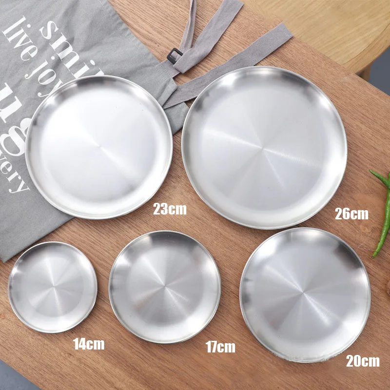 Silvery Stainless Steel Storage Tray Nordic Round Metal Stroage Tray Snack Fruit Plate Jewelry Display Tray Kitchen Organizer 2