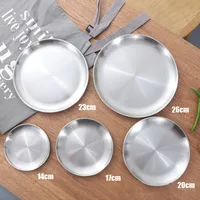 Silvery Stainless Steel Storage Tray Nordic Round Metal Stroage Tray Snack Fruit Plate Jewelry Display Tray Kitchen Organizer 2