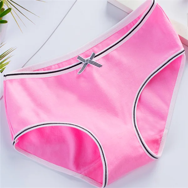 023-Pink Женские трусы из чистого хлопка, новинка, яркие однотонные, милые, маленькие, свежие, большие, женские трусы 023 - Цвет: 023-Pink