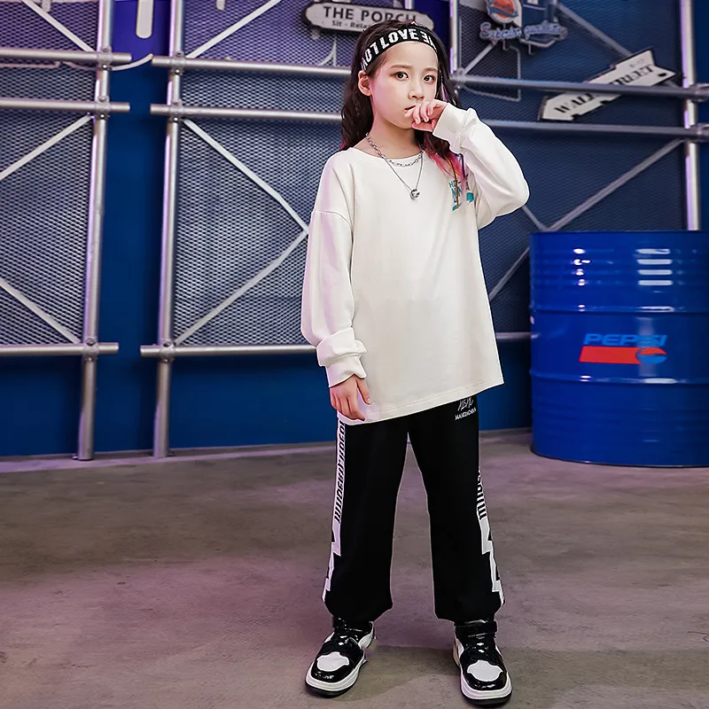 2020 Boys Hip-Hop Dance Clothes Kids Summer Loose Long-Sleeved T-Shirt Vest Jean Pants Children Jazz Street Wear Stage Outfits (2)
