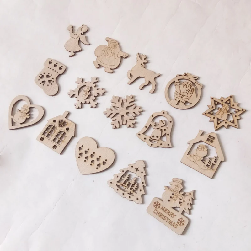 Набор поделок DIY 15 шт. рисунок на рождественскую тематику деревянный вырез украшения набор Рождественские украшения для дома