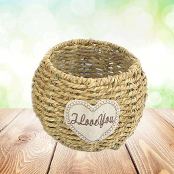 

1 Pc Willow Basket Pastoral Style Waterproof Round Decorative Basket Wicker Flower Basket Flowerpot Container for Balcony Garden
