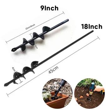 

2 Pieces Set 9 Inch 18 Inches Planting Bulbs Seedlings For Garden Auger Spiral Drilling Bit Drill Bits