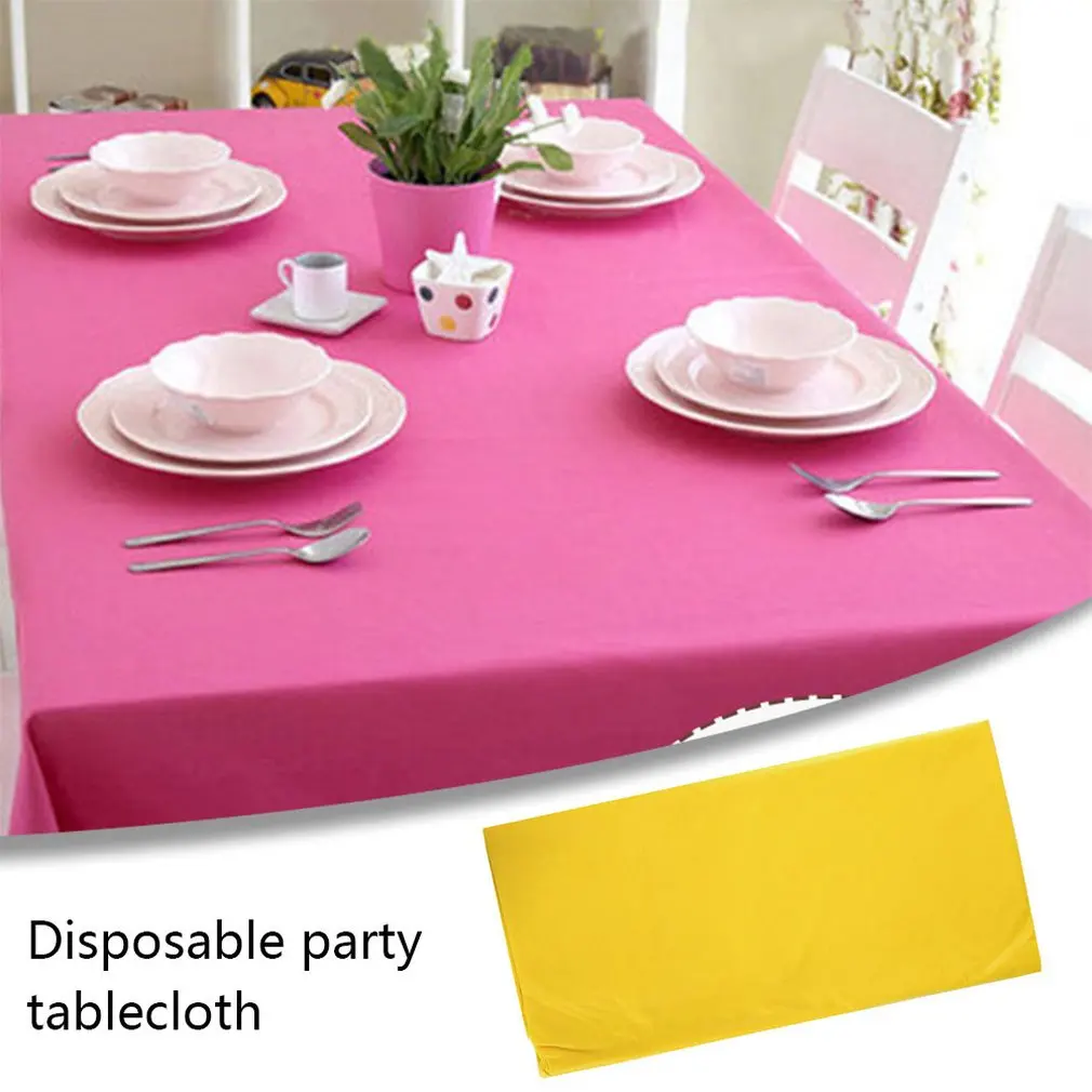 137x274cm Disposable Party Tablecloth Waterproof PE Plastic Table Cloth Birthday Dessert Table Decor Solid Color Tablecloth