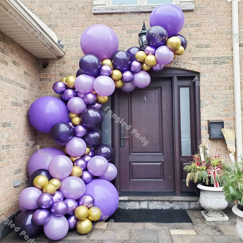 104pcs viola cromo oro palloncino ghirlanda palloncini lilla