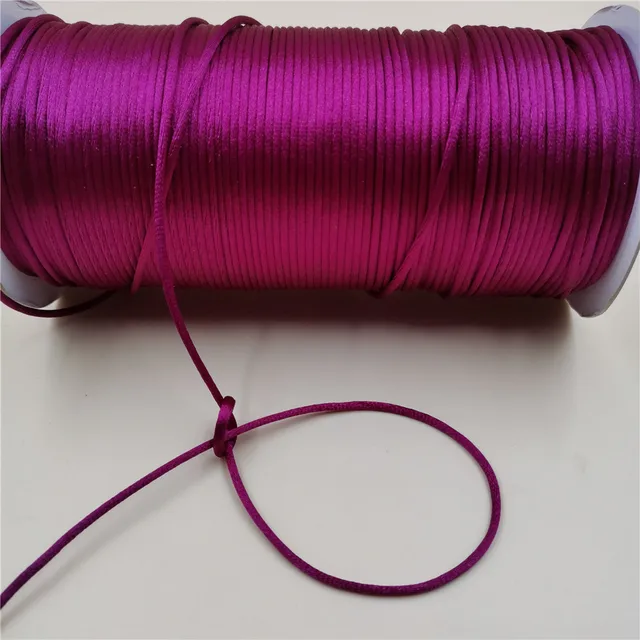 2MM  Chinese Knot Line Cord Silk Satin Nylon Cord 35colors for DIY String Necklace Bracelets 20meters Lot Purpel 138