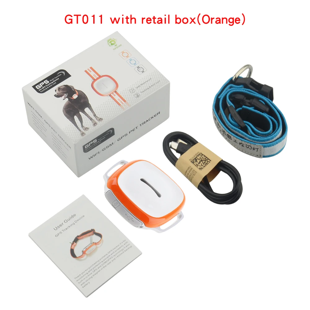 GT011 gps-трекер водонепроницаемый IP66 ошейник для домашних животных gps локатор вибрационная функция сигнализации анти-потеря отслеживающее устройство отслеживание в реальном времени - Цвет: With box Orange
