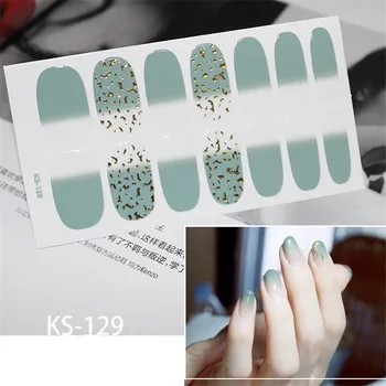 

Lamemoria 14tips KS129 Colorful Glitter Nail Art Sticker Full Cover Wraps Nail Foils DIY Adhesive Decals Pegatinas Manicure Tips