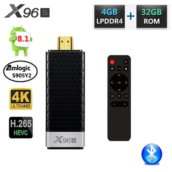 

X96S DDR4 4GB RAM 32GB ROM Mini PC Smart Android 9.0 TV Box Amlogic S905Y2 TV Stick Dongle WiFi Bluetooth 4K HD Media Player