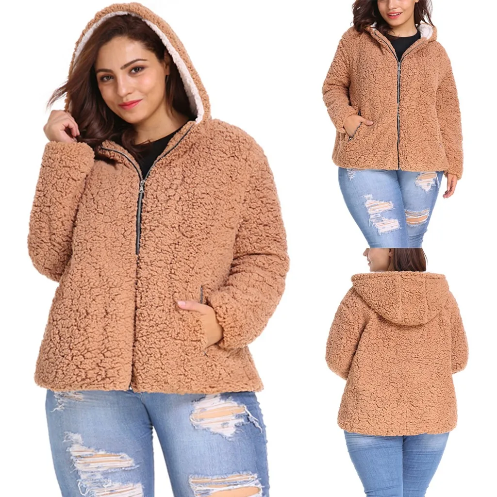 Women Hoodies Sweatshirts Plus Size Women Kawaii Clothes Solid Warm Hoodie Autumn Zipper Coat Oversized Hoodie Simple Campus@50