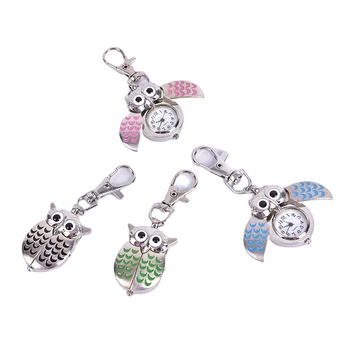 

Vintage Cute Owl Pocket Watch Chain Necklace Pendant Kay Chain Flip Case Watch Hour Clock For Men Women Animals Pocket Watches