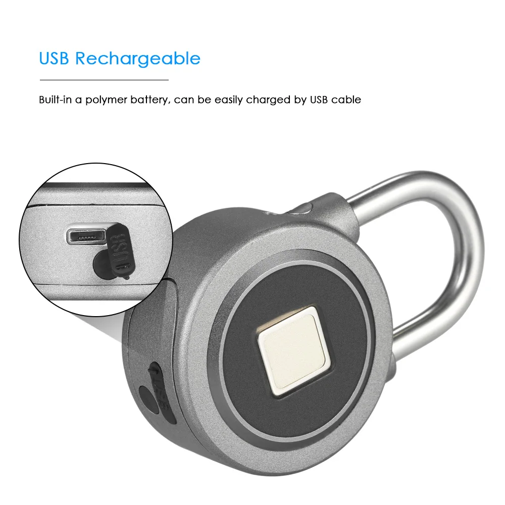 

Hot BT Smart Keyless Lock APP Control Waterproof Fingerprint Lock Portable Anti-Theft Padlock Door Luggage Case Lock USB Chargin