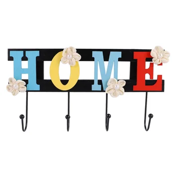 

1pc Household Wood Hanging Hook Wood Hanger Coat and Hat Hook Wall Rack Wall Mounted Storage Hanger (HOME Colorful)