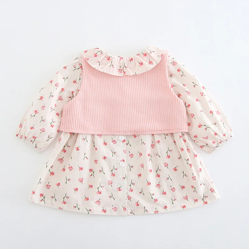 

Idea Brand Girls' Shirt 2019 Autumn New Style Suit Dress Baby Pure Cotton Cardigan Two-piece Dress 9068