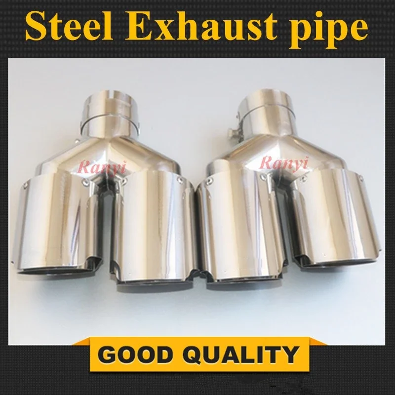 1 Paio Stile Y Lucido + Acciaio Inossidabile Per Punte Di Scarico Universali Akrapovic, Doppia Punta Di Scarico Automatica Tubi Terminali