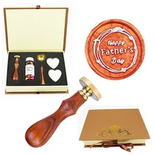 Счастливый День отца воск печать штамп Винтаж на заказ ваш дизайн Elegangt натуральный Палисандр Ручка уплотнения воск комплект печатей подарок