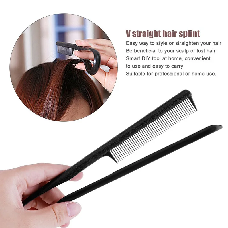 

1 PC New DIY Styling Combs Tool Haircut Straightening V Shape Black Color Comb Clip-Type Hairdressing Hair Straightener