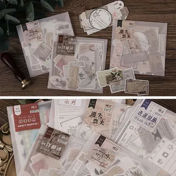 

40PCS Vintage Ticket Paper Stickers Scrapbooking Planner Card Making Journalist