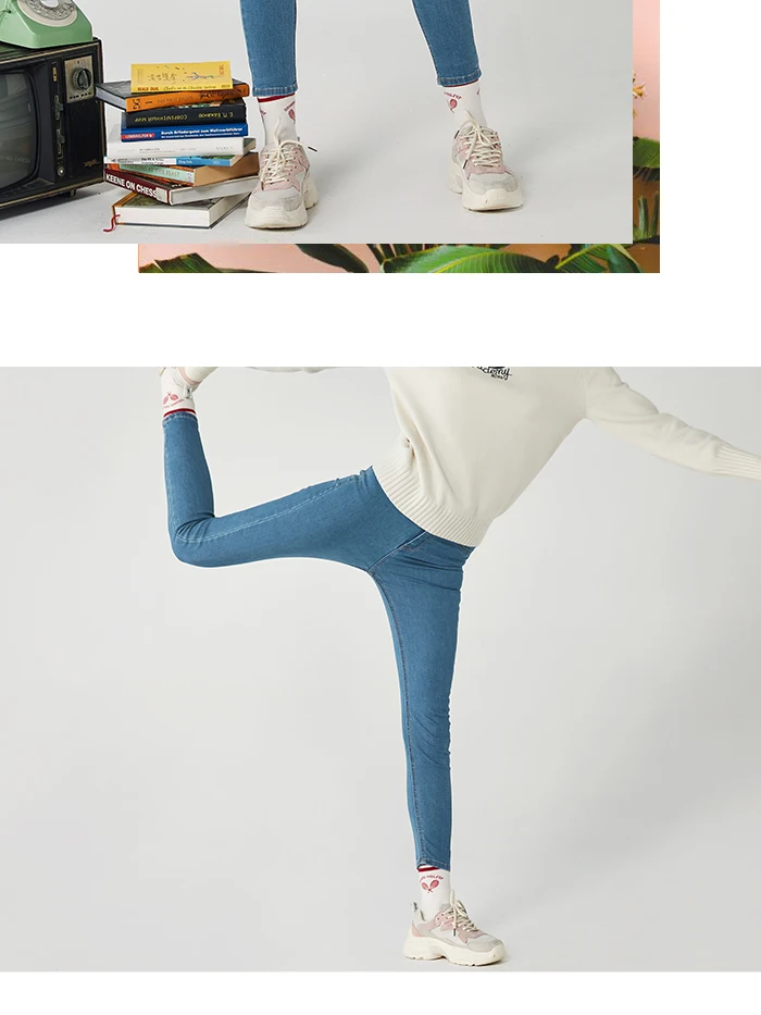 SEMIR джинсы женские зима новые тонкие ноги леггинсы девять брюки вышивка модные обтягивающие брюки