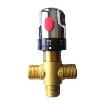 

Solid Brass G1/2 Male 3 Way Thermostatic Mixing Valve Shower Control Temperature Water N8P1