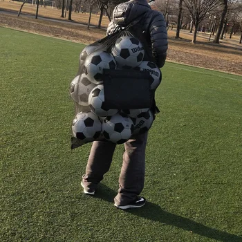 

Large Capacity Football Basketball Bag Portable Sports Ball Net Bag Drawstring Storage Bag for Home Outdoor (Black)