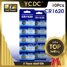 YCDC 10 pièces CR1620 CR 1620 3v Lithium pile bouton 1620 ECR1620 DL1620 pour télécommande voiture balances à distance batterie